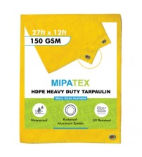 Mipatex Tarpaulin / Tirpal 27 Feet x 12 Feet 150 GSM (Yellow)